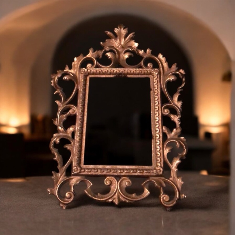 Victorian Rococo Style Brass Picture Frame - Picture 7 of 7